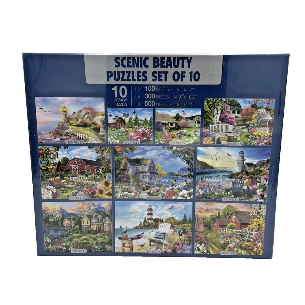 NIB Scenic Beauty Set Of 10  Jigsaw Puzzles‎ 3400 Pieces  SEALED BOX